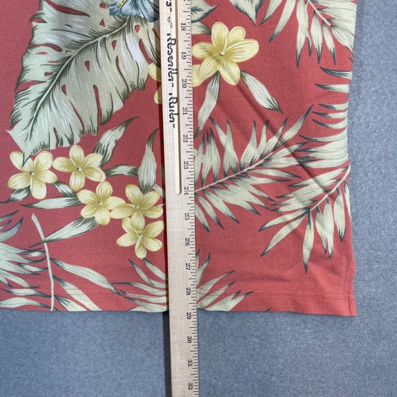 VTG Tommy Bahama Polo Shirt Men Medium Coral Floral Print Hawaiian Cotton Island - Picture 8 of 10